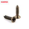200PCS NAIERDI 2x6/8/10mm Screws Bronze Tone M2 Flat Round Head Fit Hinges Countersunk Self Tapping Screws Wood Hardware Tool|self-tapping screws|screw woodscrew screw