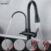 Deck Mounted Black Kitchen Faucets Pull Out Hot Cold Water Filter Tap for Kitchen Three Ways Sink Mixer Kitchen Faucet ELK9139B|Kitchen Faucets