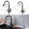 Deck Mounted Black Kitchen Faucets Pull Out Hot Cold Water Filter Tap for Kitchen Three Ways Sink Mixer Kitchen Faucet ELK9139B|Kitchen Faucets