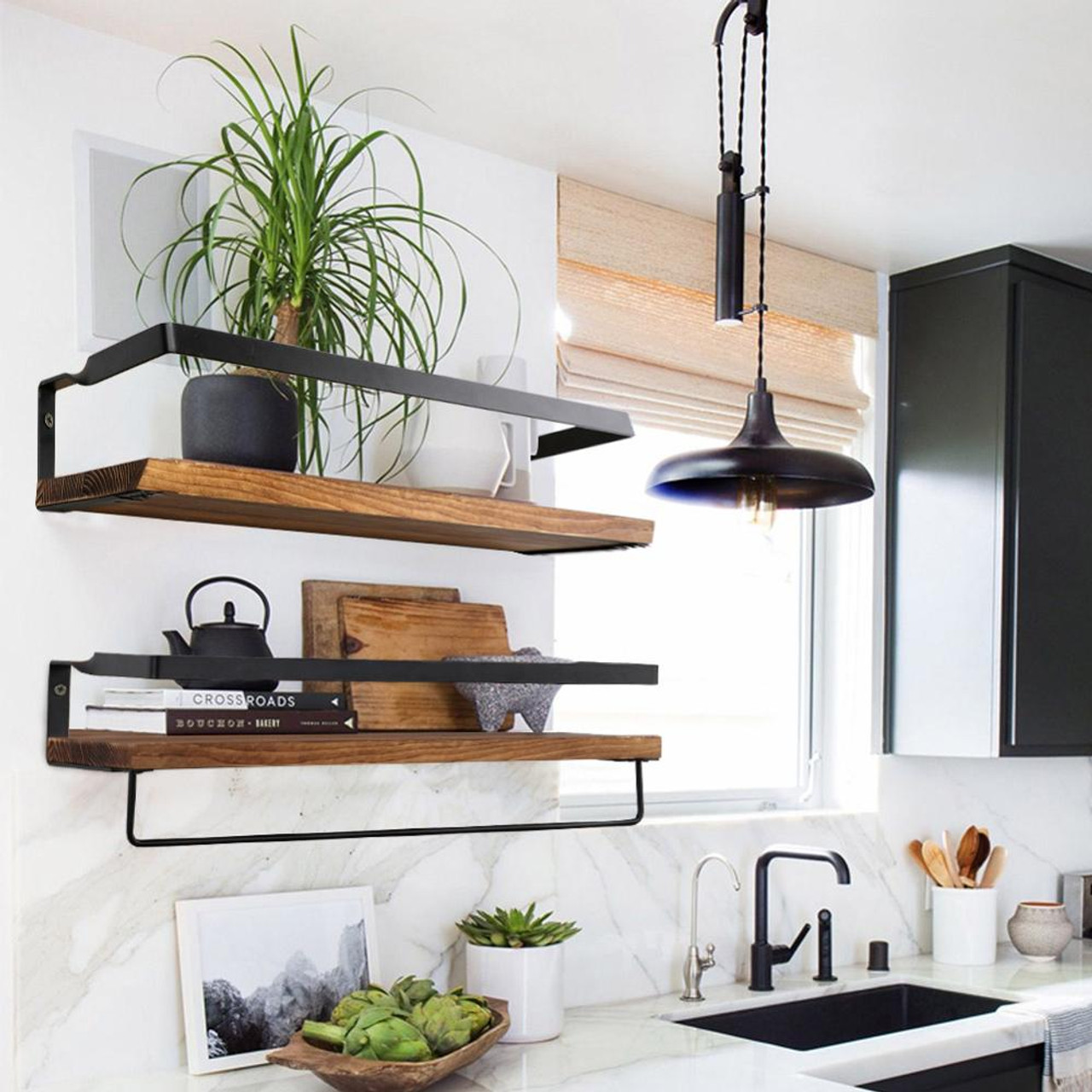 Wall Shelf Decorative Metal Wooden Rustic Floating Storage For Kitchen Bathroom Towel Frame Multifunction Storage Holder Decorative Shelves Borna S General Hardware Ltd