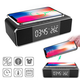 5 In 1 Wireless Charging Dock Station LED Electric Alarm Clock Thermometer Bluetooth Speaker FM Radio For Iphone Huawei Samsung|Home Automation Modules| 5 In 1 Wireless Charging Dock Station LED Electric Alarm Clock Thermometer Bluetooth Speaker FM Radio For Iphone Huawei Samsung|Home Automation Modules|