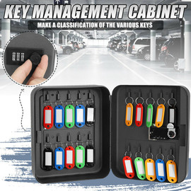 Password Key Safe Box Wall Mounted Metal Home Combination Lock Resettable Code Security Storage Cabinet Lockable - Key Safe Box