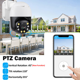 5MP HD IP Dome Camera Outdoor PTZ Home Security CCTV Camera WiFi 2 way Audio Auto Tracking Onvif Surveillance H.264 Network|Surveillance Cameras