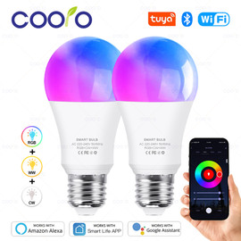 Tuya WiFi/Bluetooth Smart Bulb E27 RGB+C+W Smart Light Bulbs AC 220V Smart Lamps Works with Alexa Google Assisatnt Smart Life