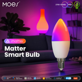 MOES Tuya Matter WiFi Smart Bulb Dimmable Led Light 16 Million RGB Colors E14 Candle Lamp Voice Control Alexa Google Home