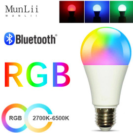 E27 Bluetooth4.0 Wireless App Smart LED Bulb Tuya APP Control Dimmable 15W RGB+CW+WW Color Change Lamp Compatible IOS/Android