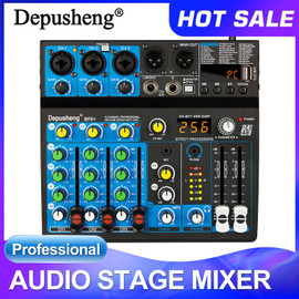 5 Channel USB Mixer Depusheng DJ Sound Controller Mini Mixer Professional Audio Portable Sound Mixing Console with 256 DSP