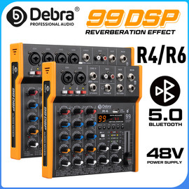 R4/R6 Portable Multi-Audio Mixer, DJ Controller 99DSP Stereo, 6.5mm Output Type-c Sound Card for PC Recording, Small Bands