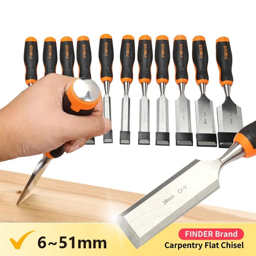 1pc Carpentry Flat Chisel TPR Plastic Fiber Handle DIY Woodwork Tools Woodworking Plane Carving Knife