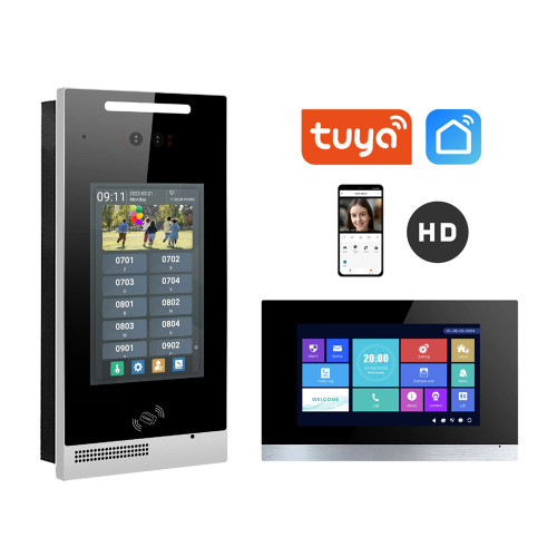 ​Tuya 8 Inch IP Intercom Video Door Phone Multi Apartment Wired Video Intercom System Android 7 Inch Indoor Monitor