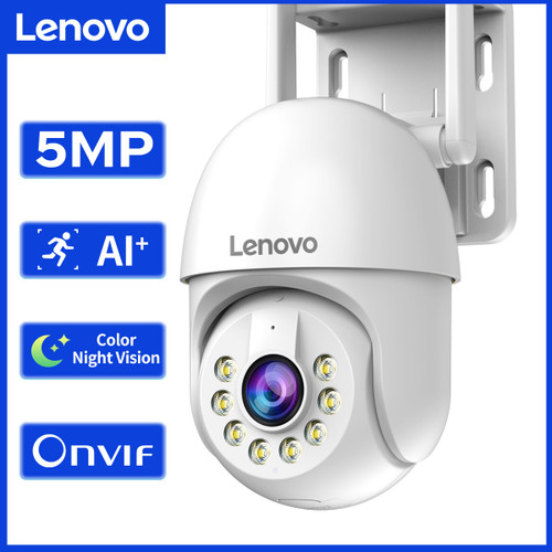 Lenovo 5MP WiFi Surveillance Camera Outdoor Security PTZ IP Camera 5X Zoom Two-way Audio AI Tracking ONVIF HD Night Color Camera