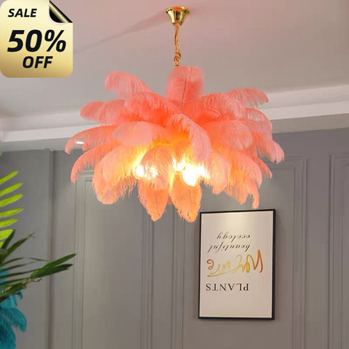 Nordic Ostrich Feather Lamp Led Pendant Lights Living Room Home Decor Bedroom Indoor Lighting Chandelier Hanging Light Fixture