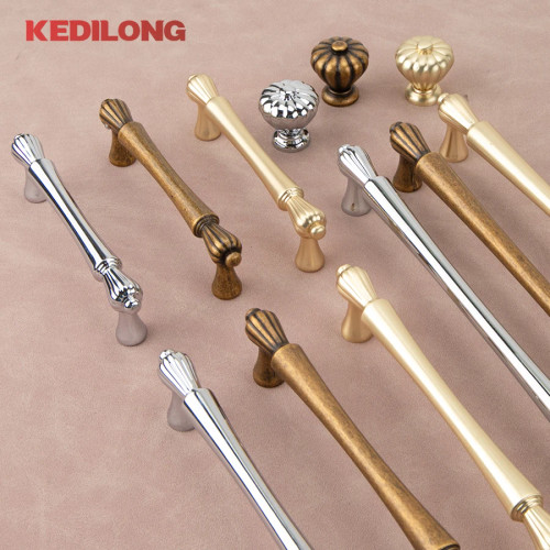 KEDLO Modern Luxury Zinc Alloy Silver Drawer Knob Furniture Hardware Kitchen Cabinets French Retro Gold Pull Handle