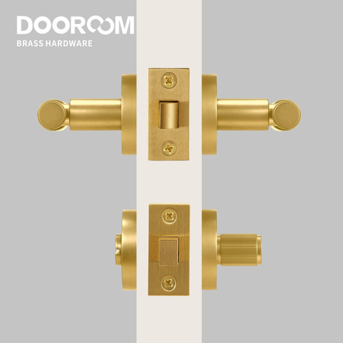 Dooroom Brass Door Lever Set Interior Bedroom Bathroom Dummy lock Set Privacy Passage Locks Tubular Latch linear Thumb Turn