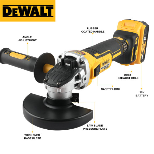 DEWALT DCG405NT 125mm Flat Head Angle Grinder, Bare Machine Tool, Cutting Machine, Lithium Battery Brushless Tool drill motor