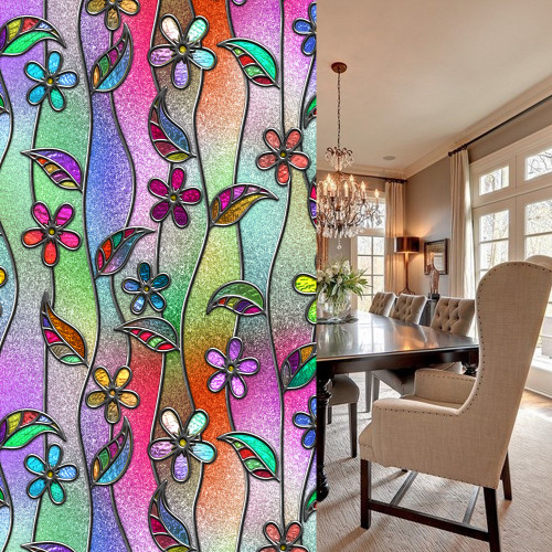 Magnolia Window Film Static Cling Heat-Control Privacy Protection Drop-Shipping Reusable Removable Glass Film Home Decoration