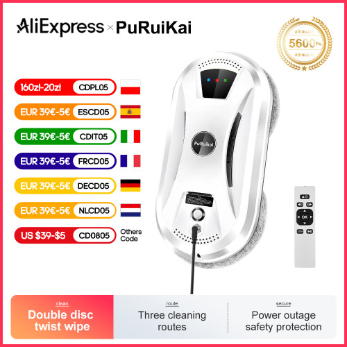 PuRuiKai Ultra thin Robot vacuum cleaner window cleaning robot window electric glass limpiacristales remote control for home