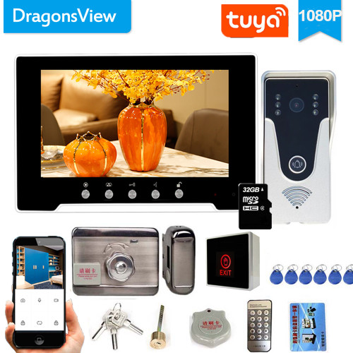 Dragonsview 7 Inch Wifi Video Intercom With Lock Wirelesss Video Door Phone Intercom System Unlock Doorbell with Camera Record