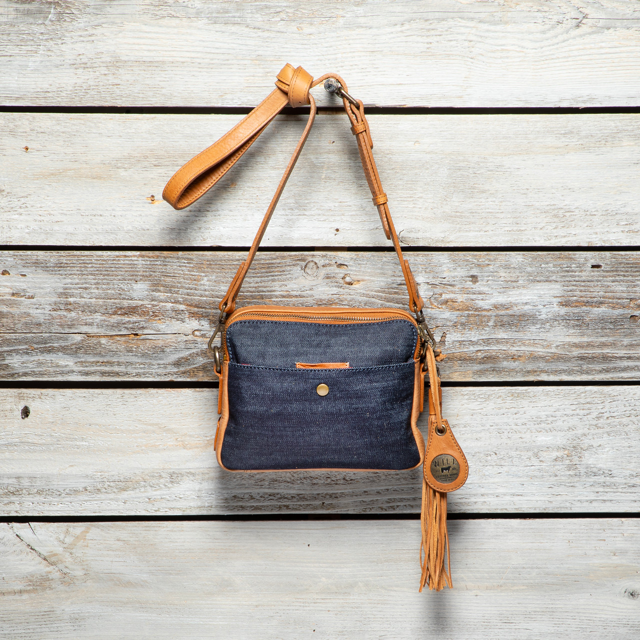 Everyday Double Zip Canvas and Leather Crossbody