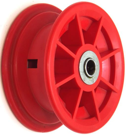 4"x55mm Red/Grey Plastic Rim, 35mm Bore, 72mm Hub Length,35mm x 20mm Flange Bearings