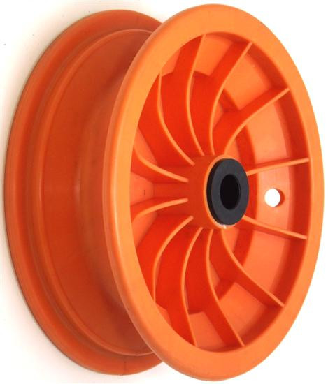 8"x65mm Red Plastic Rim, 35mm Bore, 70mm Hub Length, 35mm x 1" Nylon Bushes