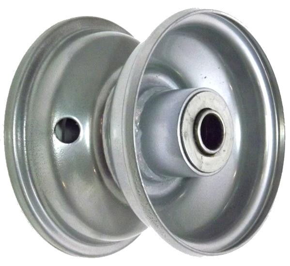 4"x2.50" Steel Rim, 2" Bore, 81mm Hub Length, 2"x1" Flange Bearings