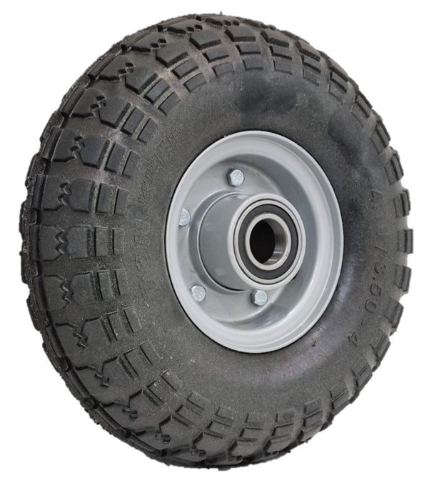 ASSEMBLY - 4"x2.50" 2-Pc Steel Rim, 410/350-4 Solid Rubber Tyre, 20mm HS Bearings