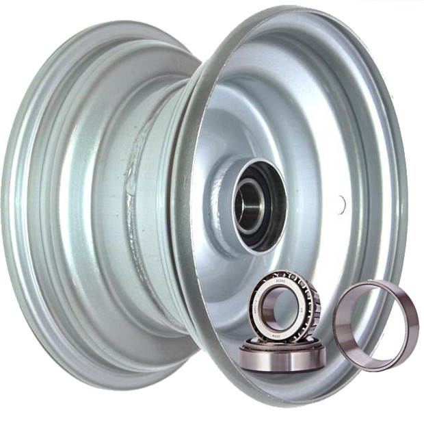 8"x5.50" Galv Rim, 52mm Bore, 85mm Hub Length, 52mm x 25mm High Speed Taper Bearings + Hubcap (Pre-assembled)