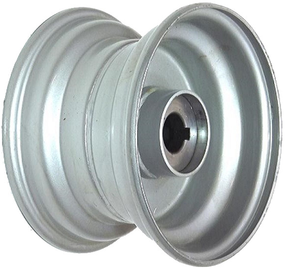 8"x5.50" Galv Rim, 52mm Bore, 85mm Hub Length, 52mm x 25mm Keyed & Plain Bushes + Hubcap (Pre-assembled)