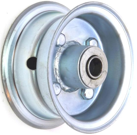 4"x2.00" 2-Pc Zinc Coated Rim, 35mm Bore, 62mm Hub Length, 35mm x ½" Flange Bearings