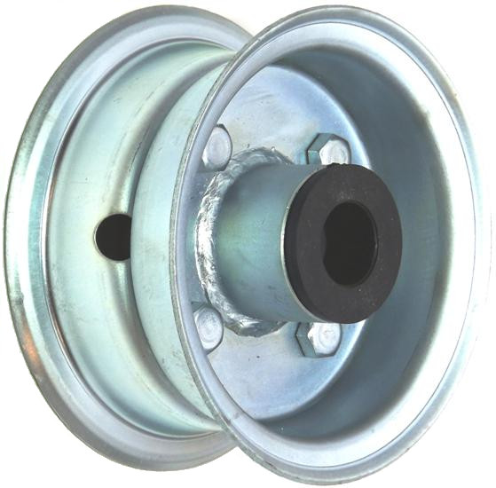 4"x2.00" 2-Pc Zinc Coated Rim, 35mm Bore, 62mm Hub Length, 35mm x ½" Nylon Bushes
