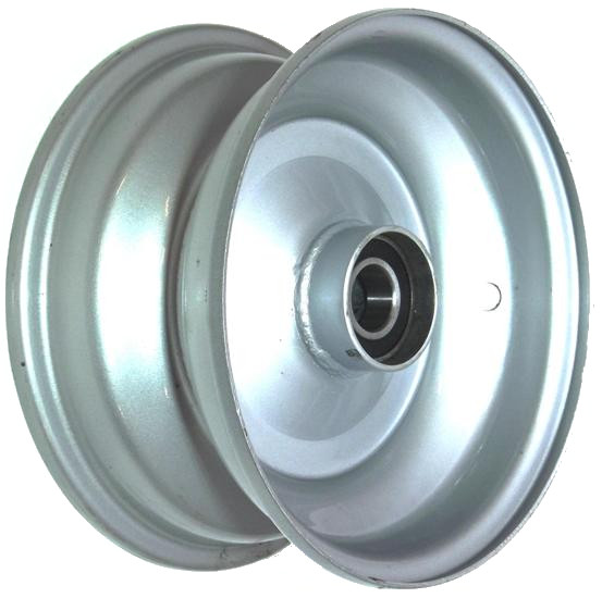 8"x3.75" Steel Rim, 52mm Bore, 85mm Hub Length, 52mm x 20mm High Speed Bearings + Hubcap (Pre-assembled)