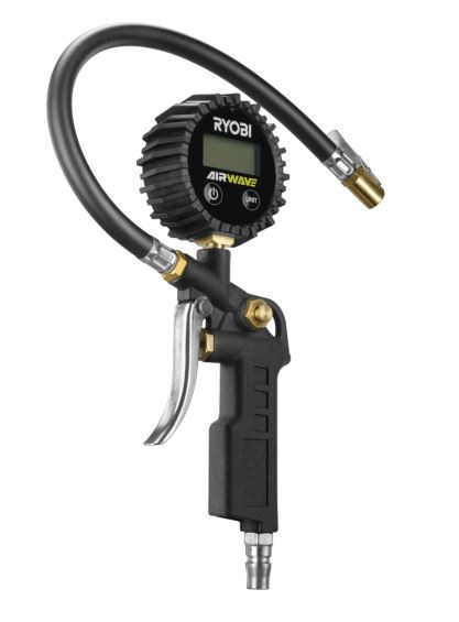 Ryobi Pro Digital Inflator - 0-145p.s.i., 55cm hose, Clip-on Chuck