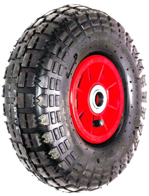 ASSEMBLY - 4"x55mm Red Plastic Rim, 300-4 Solid PU Diamond Tyre, 35mm x ¾" Flange Bearings - Pre-assembled