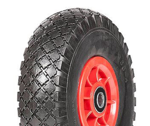 ASSEMBLY - 4"x55mm Red Plastic Rim, 300-4 Solid PU Diamond Tyre, ½" Bushes - Pre-assembled