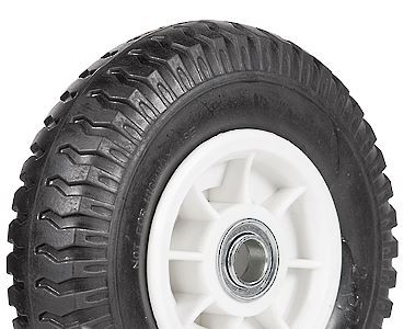 ASSEMBLY - 4"x55mm Grey Plastic Rim, 35mm Bore, 250-4 Solid PU Military Tyre, 16mm Bushes - Pre-assembled