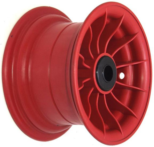 8"x4¾" Red Plastic Rim, 2" Bore, 102mm Hub Length, 2" x 1" Nylon Bushes