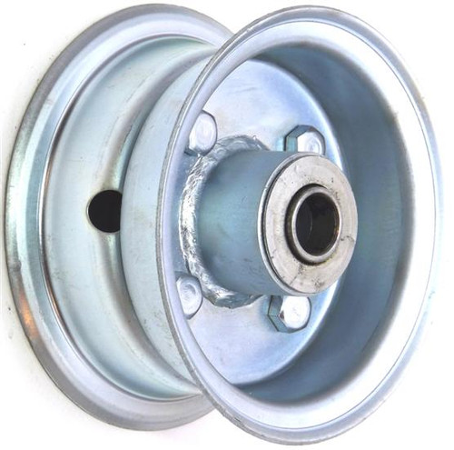 4"x2.00" 2-Pc Zinc Coated Rim, 35mm Bore, 62mm Hub Length,35mm x 20mm Flange Bearings