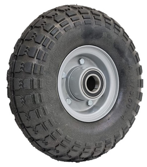 ASSEMBLY - 4"x2.50" 2-Pc Steel Rim, 410/350-4 Solid Rubber Tyre, 20mm HS Bearings