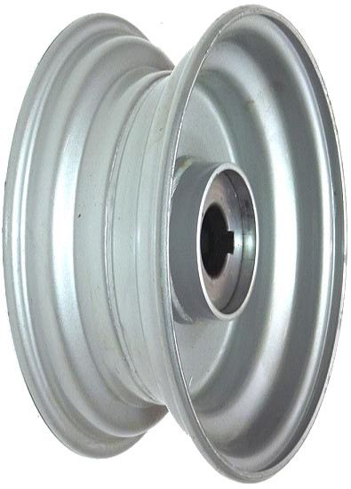 6"x2.50" Steel Rim, 52mm Bore, 85mm Hub Length, 52mm x 25mm Keyed & Plain Bushes + Hubcap (Pre-assembled)