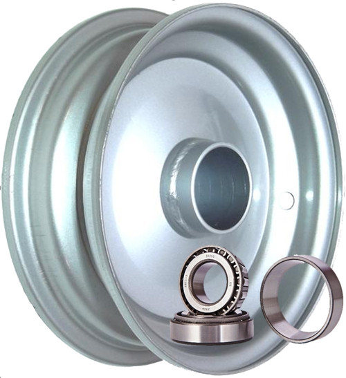 8"x2.50" Steel Rim, 52mm Bore, 85mm Hub Length,52mm x 25mm High Speed Taper Bearings + Hubcap (Pre-assembled)