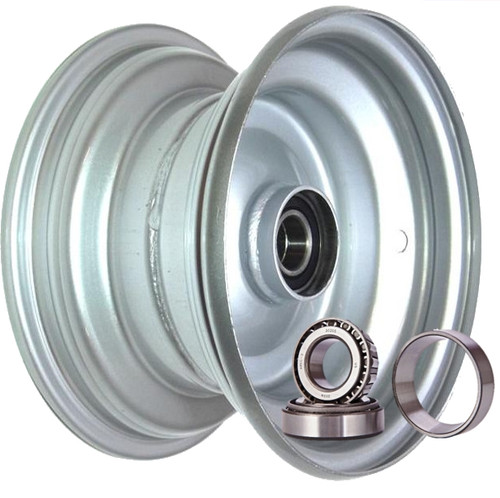 8"x5.50" Galv Rim, 52mm Bore, 85mm Hub Length, 52mm x 25mm High Speed Taper Bearings + Hubcap (Pre-assembled)