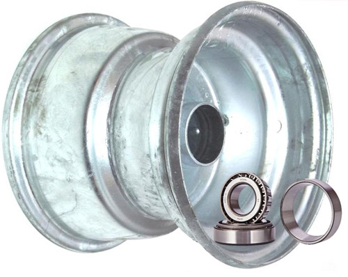 8"x7.00" Galv Rim, 52mm Bore, 85mm Hub Length, 52mm x 25mm High Speed Taper Bearings + Hubcap (Pre-assembled)