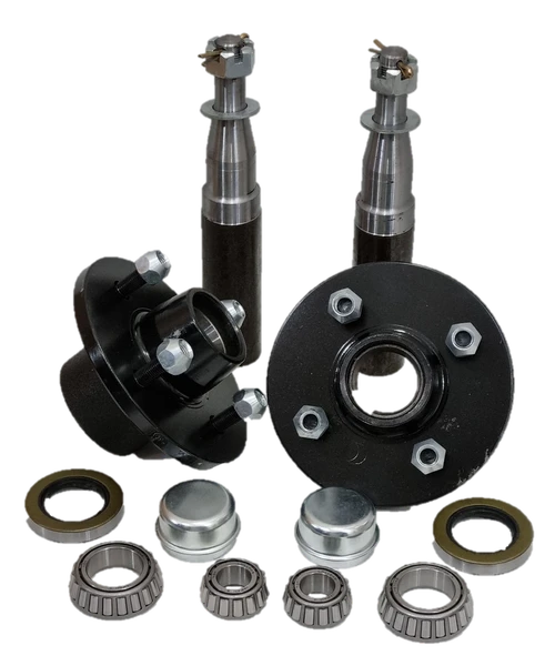 Hub Set, 1500Kg, 4-stud, 4" PCD, Cast Steel, High Speed Taper Roller Bearings