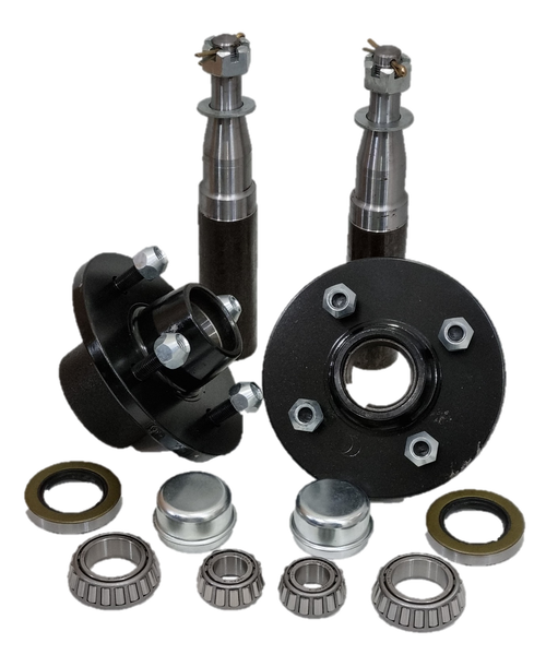 Hub Set, 1500Kg, 4-stud, 4" PCD, Cast Steel, High Speed Taper Roller Bearings