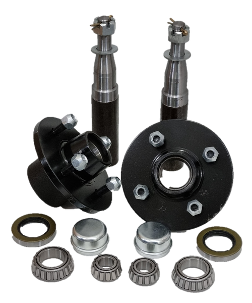 Hub Set, 1500Kg, 4-stud, 4" PCD, Cast Steel, High Speed Taper Roller Bearings