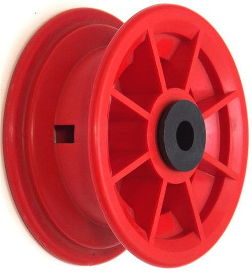 4"x55mm Red/Grey Plastic Rim, 35mm Bore, 72mm Hub Length, 35mm x 20mm Nylon Bush