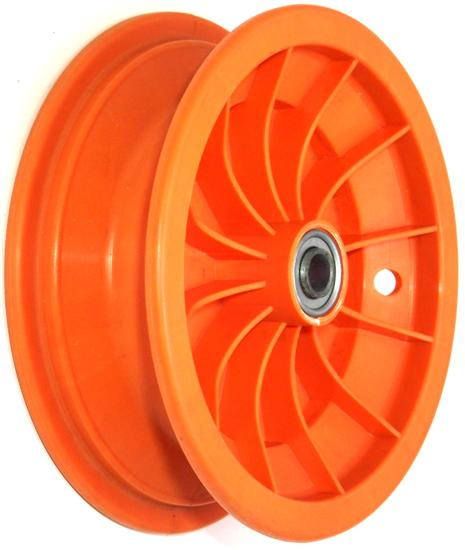 8"x65mm Red Plastic Rim, 35mm Bore, 70mm Hub Length, 35mm x ½" Flange Bearings