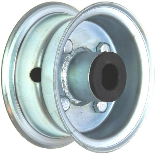 4"x2.00" 2-Pc Zinc Coated Rim, 35mm Bore, 62mm Hub Length, 35mm x ½" Nylon Bushes