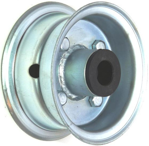 4"x2.00" 2-Pc Zinc Coated Rim, 35mm Bore, 62mm Hub Length, 35mm x 1" Nylon Bushes